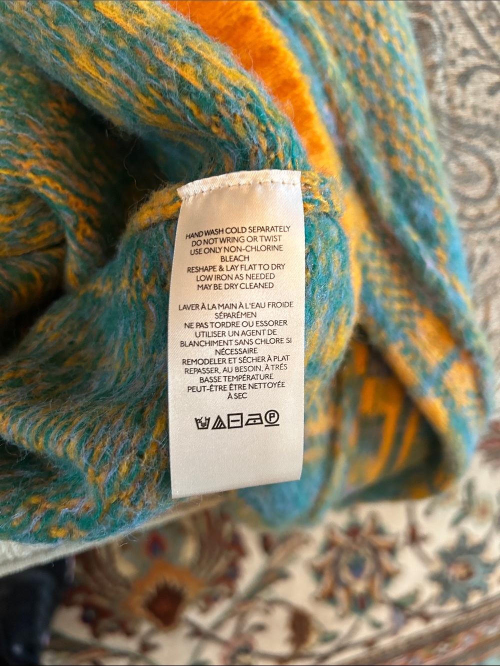 FREE PEOPLE Plaid Button-Front oversized Cardigan  Blue and Yellow - Picture 3 of 4